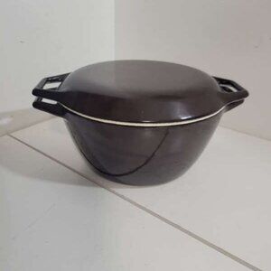 Copco Denmark D2 Dutch Oven 8.25” Brown Enamel Cast Iron Cookware Vintage